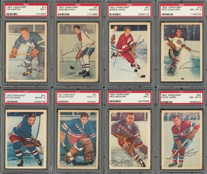 1953/54 Parkhurst Hockey PSA-Graded Collection (8 Different) Including Four Hall of Famers